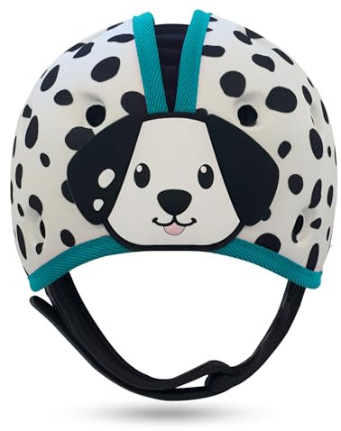 SafeheadBABY Soft Baby Head Protector Helmet for Crawling and Walking 7–24 Months – Ultra-Lightweight & Breathable Infant Safety Helmet That Grows with Your Baby (Head Circ. 40–52 cm) – Dalmatian Blue