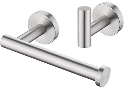 KES Juego de Accesorios de Baño con Portarollos Papel Higienico y Ganchos Toallero SUS304 Acero Inoxidable Cepillado, LA202DG-21