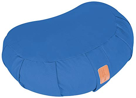 GORILLA SPORTS® Yoga-Kissen Halbmond Sitzhöhe 19 cm Dunkelblau – Meditationskissen mit waschbarem Baumwoll-Bezug und Bio-Dinkelfüllung