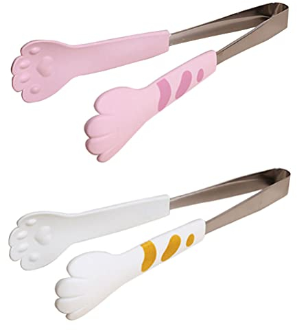 2 x Buffet-Zangen aus Edelstahl, niedliche Katzenpfoten, Küchenzange, Servierzange zum Kochen, , Kuchen, Brot, Salat, Buffet, Küchenhelfer