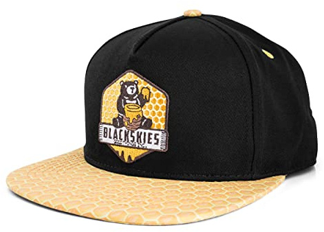 Blackskies® Good Things Inc. Snapback Cap Gorra De Béisbol Unisex Basecap Negro Panal Dorado Miel Oso Abeja Hombre Mujer Unisex Streetwear Outdoor Verano Casual
