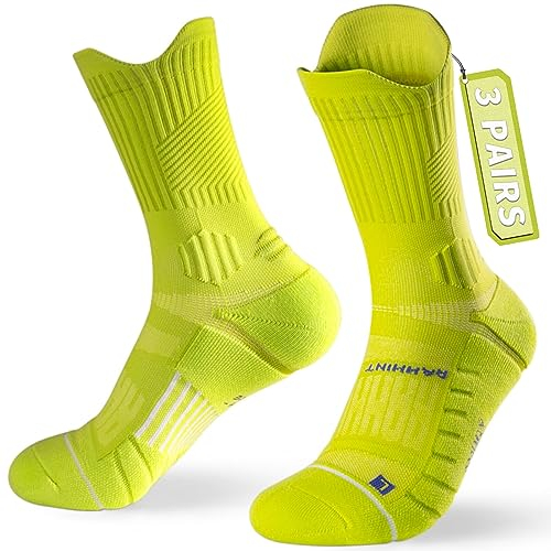 Rahhint Coolmax 3 Pack Kompressions Laufsocken Herren Damen Anti-Blasen-socken Running Socks Sportsocken mit TAB-Design, Kompressionszone, Belüftungsnetz und Fußgewölbeunterstützung
