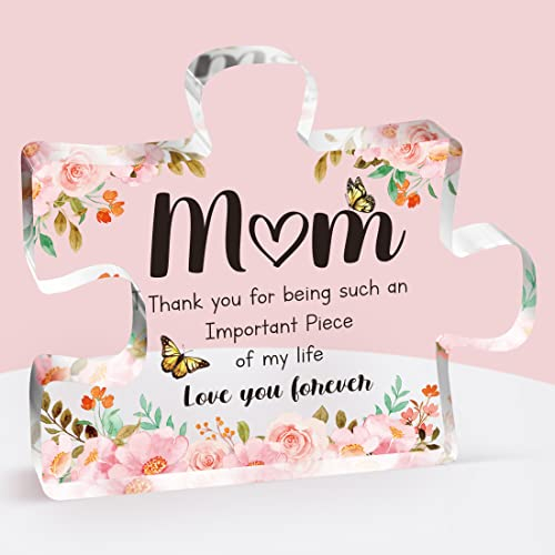 Christmas Gifts for Mum - Birthday Gifts for Mum Acrylic Block Puzzle, Touching Sayings Engraved Mum Birthday Gifts, Mum Christmas Gifts from Daughter Plaque, 3.3 * 3.9 * 0.6 inches.