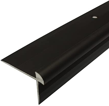 C29 42 x 28mm Anodised Aluminium LVT Stair Nosing Edge Profile for 5mm Flooring - Black, 2.7m