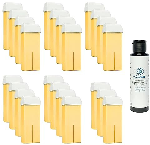 100 ml fettlösligt hårborttagningsvax - påfyllning för manipolering för rulle vaxning hårborttagning 23 stycken - Argan + hyllning 100 ml Anyskin olja efter vax