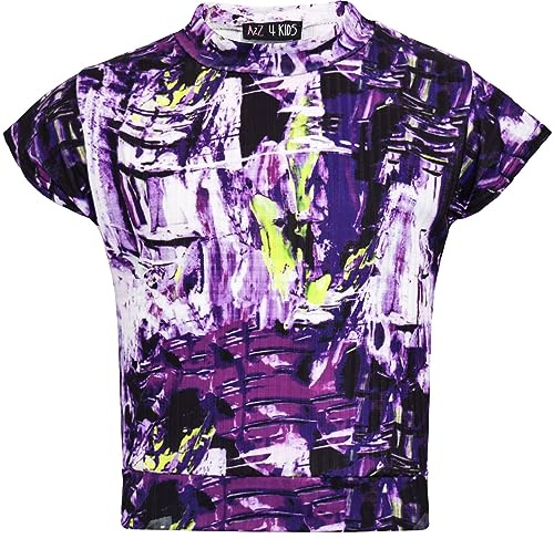 A2Z 4 Kids Girls Tie Dye Crop Top Active Short Sleeves T Shirts Lightweight Soft Feel Breathable Casual Wear Fashionable - Tie Dye 257 Crop Top Purple 11-12