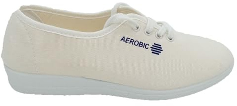 Aerobic CORDÓN CÓMODO Cano Confort Playera DE Mujer Lona Zapatilla Blanca 10902 (Blanco, 39)