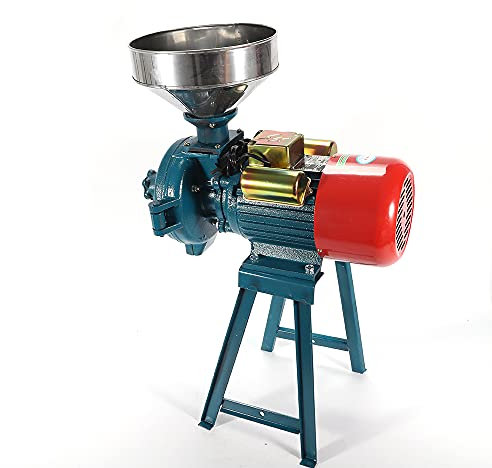 Xigner Moulin à céréales électrique 2200 W Moulin à grains broyeur 1400 tr/min Moulin à grains sec avec entonnoir Noir Pour riz, maïs, grains