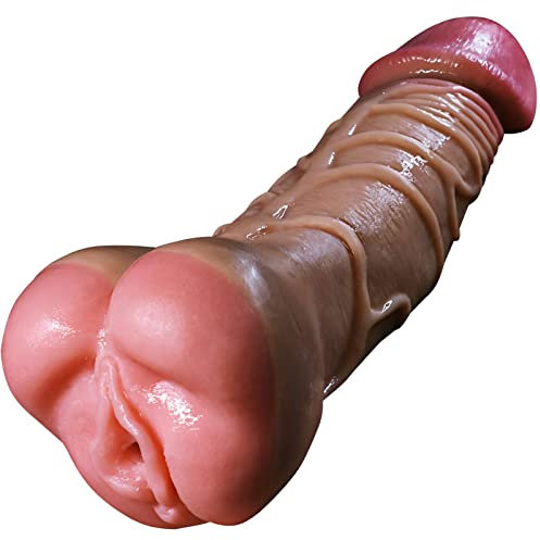 HBTTFR Masturbator Doppeldildo 22cmx5cm, Silikon Penis Und Vagina Nachbildung, Tasche Mit Venen, Penis, Weibliches Sexspielzeug, Männlicher XXL Dildo, Braun