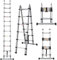 A Frame Aluminum Alloy Telescopic Ladder - 3.8M 2-IN-1 Multi-Purpose Roof & Step Ladder, Extendable, Folding, Portable & Sturdy (1.9M + 1.9M)