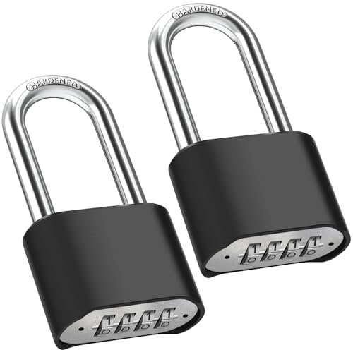 Diyife Zahlenschloss mit 8MM Dicker Bügel Lang, 2 Stück Wetterfestes Schloss Zahlencode 4 Stellig Kombinationsschloss Wasserdicht Diebstahlsicher für Tür, Hof, Zaun, Gartenzäunen, Tore