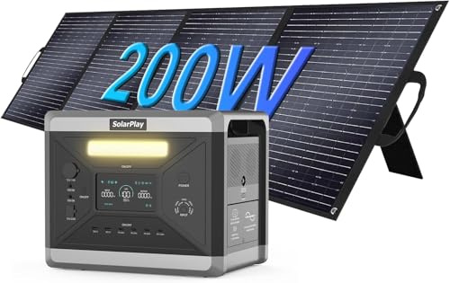 SolarPlay Q2501Powerstation mit Solarpanel, Solar Generator 2160Wh LiFePO4 Akku,mit 2 * 2400W AC-Ausgänge (4800 Peak),Superleise, Max. 500W Solar Laden, Power Station für Camping, Wohnmobil USW.