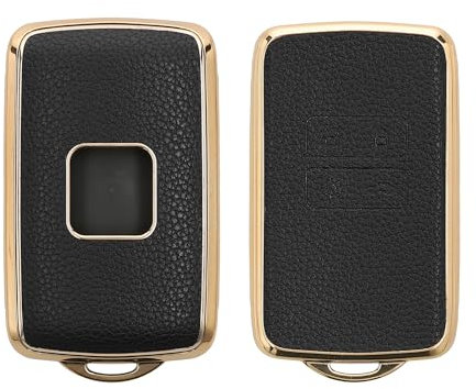 kwmobile Custodia Coprichiave Compatibile con Renault con 4 tasti Smart Key (solo Keyless Go) Cover - Copri Telecomando Chiave Auto - Protezione Antiurto in TPU e Similpelle - nero/oro