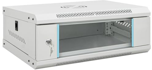 vidaXL Armadietto di Rete a Parete 4U da 19 IP20 53x40x21 cm, Armadio di Rete Montato a Parete, Armadio Dati, Supporto di Rete