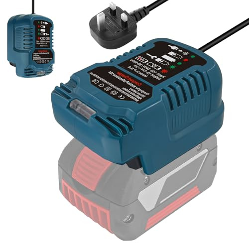 Schnellladegerät Ersatz für Bosch Professional 18V System GBA Ladestation mit LED-Anzeige kompatibel mit Bosch GBA 18V Akku BAT607 BAT614 BAT607G