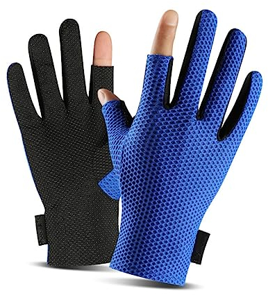 TOGEVAL 1paar Fingerlose Sporthandschuhe Für Outdoor-aktivitäten Atmungsaktiv Und Strapazierfähig Mit Zwei Geschnittenen Fingern Für Angeln Radfahren Und Fitness Blau