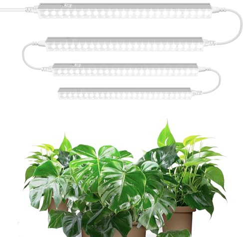 Barrina Lampada T5 per Crescita, 5000K, 29 cm, Luce Solare a Spettro Completo, Lampada per Piante Incatenabile, Barra di Luce LED per la Crescita con Interruttore, Spina e Gioco, Confezione da 4