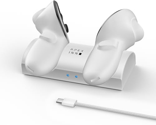 APEXINNO Compact Charging Dock Compatible with Meta Quest 3/3S Controllers,Wireless Charging Station for Quest 3/3S Accessories,Magnetic Charger Stand for Controller with 2 Rechargeable Battery