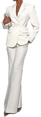 Drkobr Femme Costume Deux pièces Veste à Revers échancré Pantalon Large Mariage Formel Quotidien Smoking