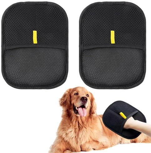 LUMOOM 2 piezas Pet Hair Remover, Double Sided Grooming Glove, cepillo para gatos, cepillo para perros, guantes de eliminación estática, guantes reutilizables para el cuidado de mascotas (A)