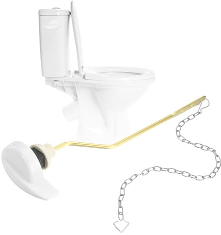 sourcing map Toilet Handle Replacement Kit, Zinc Alloy Toilet Handle Lever with Stainless Steel Flapper Chains, Universal Side Mount Toilets Flush Lever Replacement, White