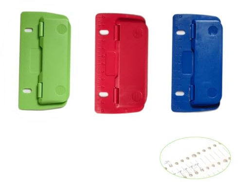 DiBaiHuiHomer Lot de 3 mini perforatrices pour classeur, perforatrice pour classeur, petite perforatrice de poche, mini perforatrice de poche pour reliure d'étiquettes, perforatrice pour l'école, le