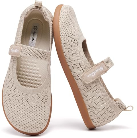 SILENTCARE Women's Barefoot Mary Jane Flats Wide Toe Box Ballet Shoes with Adjustable Straps Zero Drop Sole
