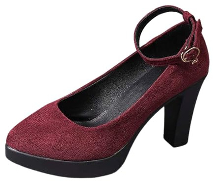 2026 Comodi sandali estivi con cinturino alla caviglia e tacco alto - Classiche décolleté casual da donna nella vita di tutti i giorni, Vino, 36 EU