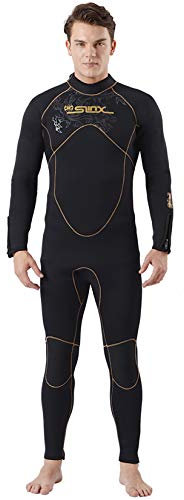 PAWHITS Herren Neoprenanzug 5 mm Lange Ärmel Thermo-Neopren Langarm Overall Neopren Surf Snorkeling Schwimmen Tauchen XXXL Schwarz