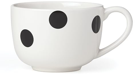 Kate Spade 879393 New York Tasse en céramique Motif pois Noir