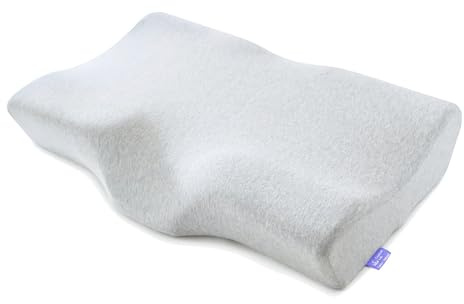 C CUSHION LAB Extra Dense Ergonomic Cervical Pillow for Firm Neck Support - Orthopedic Contour Pillow for Back/Side Sleeper Neck Relief, CertiPUR–US Memory Foam Pillow with Organic Cotton Cover