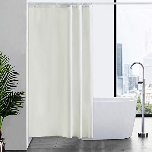 Furlinic Duschvorhang Textil Anti-schimmel Wasserdicht Waschbar Badvorhang aus Polyester Stoff Beige 120x200cm mit 8 Duschvorhangringen.