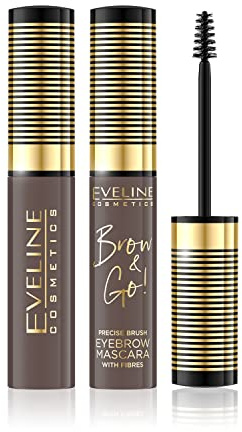 Eveline Cosmetics BROW&GO Augenbrauen-Mascara Präzisionsbürste, Voluminierende Mikrofasern, Lang anhaltende Formel Erhältlich in Hell, Dunkel und Taupe