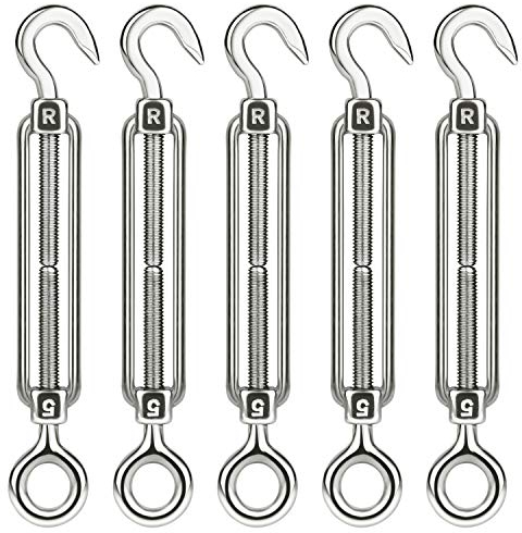 CHRORINE 5 piezas tensor de alambre M5 tensor ajustable de acero inoxidable gancho ojo cuerda cable tensión