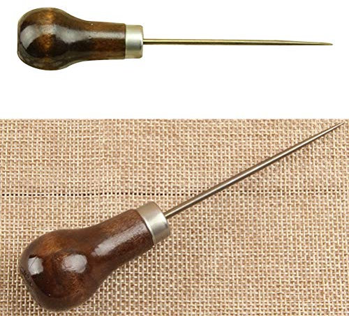 Zonfer 1pc Lezna, Herramienta Punzón Punzón De Costura Sastres Forma De La Calabaza Punzón Punzón Rasguño De La Manija De Madera para Cuero