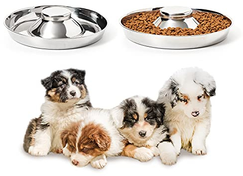 Thankspaw Stainless Steel Puppy Bowls, Set of 2 Puppy Feeder, Dog Food and Water Bowl, Food Feeding Weaning for Small Medium Large Dogs, Pets, M