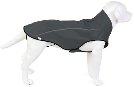 Mile High Life | Imperméable pour Chien | Vêtements pour Animaux de Compagnie Ajustables et Waterproof | Veste de Pluie Légère avec Bande Réfléchissante | Facile à Enfiler (Gris foncé, L)