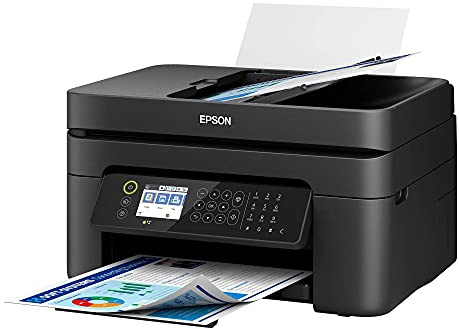 Epson Workforce WF-2850 All-in-One Wireless Color Inkjet Printer, Black - Print Scan Copy Fax - 10 ppm, 5760 x 1440 dpi, Auto 2-Sided Printing, 30-Sheet ADF, Voice-Activated, Vertluna Printer_Cable