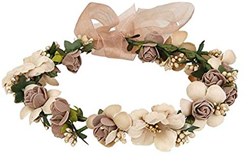 Couronne de Fleurs,Bandeau de Fleurs Guirlande Florale Bandeaux Boho Rose Femmes Fille pour Chapeau Ornement Fête Festival Plage Voyage Mariée Mariage accessoires de cheveux