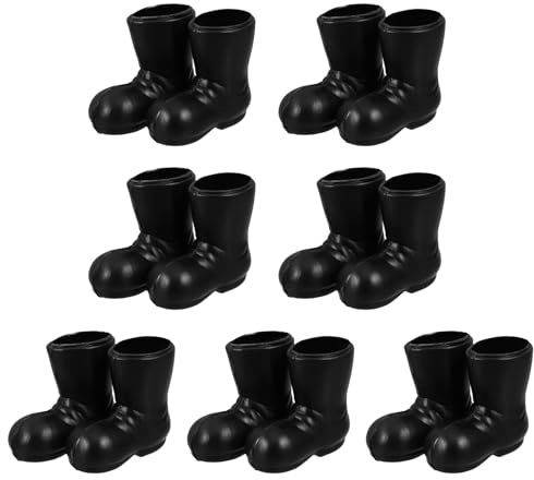 Toddmomy Mini Christmas Santa Boots, 7 Pairs of Decorative Mini Shoes Miniature Ankle Boots Santa Claus Doll Ornaments for Festival Home Indoor DIY Craft