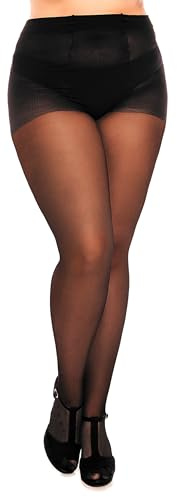 GLAMORY Collants fins Supersize 40 jusqu'à la taille Plus 10XL Noir 5XL-7XL