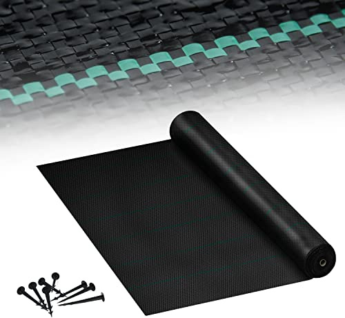 TRMLBE Panno per Erbacce 50m² Telo da Giardino Pellicola da Giardino Permeabile all'Acqua 100g/m² Anti-UV Tessuto in Vello per Erbacce Panno per Substrato (2 x 25m)