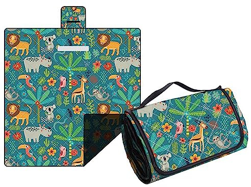 Hayisugal Picknickdecke Sandfrei Stranddecke Wasserdicht Campingdecke Waschbar Strandunterlage Tragbare Picknickdecke Soft für Strand,Picknick,Wandern,Reisen, Regenwald Tiere, 200 x 200 cm