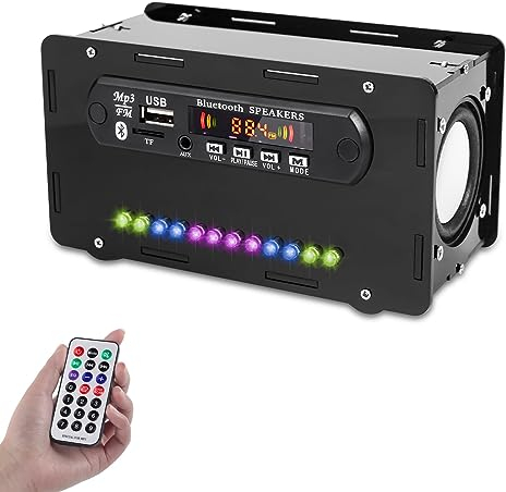 DONGKER DIY Elektronik Löten Bausatz Bluetooth Lautsprecher Kit mit FM Radio, Mini Heimstereo Sound Verstärker mit LED Anzeigeleuchte DIY Radio Kits Lautsprecherbox mit Fernbedienung