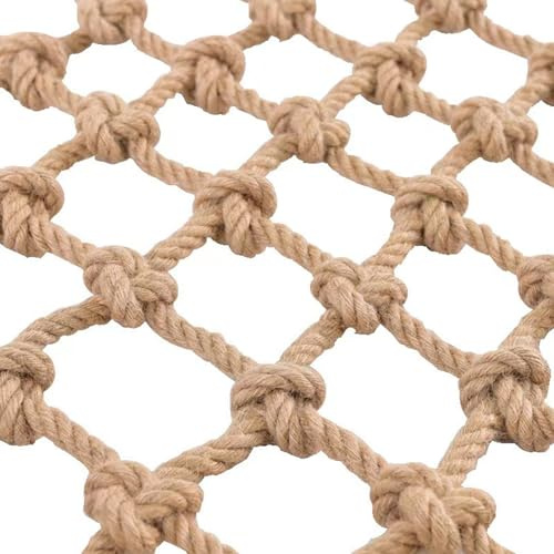 Naturligt Repnä Klätterväxt Av Jutenät Väggdekoration Isolering Hängande Tygnät Repnät 8mm Tjockt Rep 15cm Nätavstånd Utomhus Gunga Trädhus Växtklättring(Size:1 * 3m(3 * 10ft))