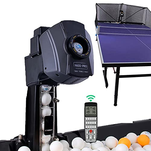 Robot da ping pong con rete e telecomando – Macchina da ping pong automatica per pratica e allenamento, include palline e reti di riciclaggio