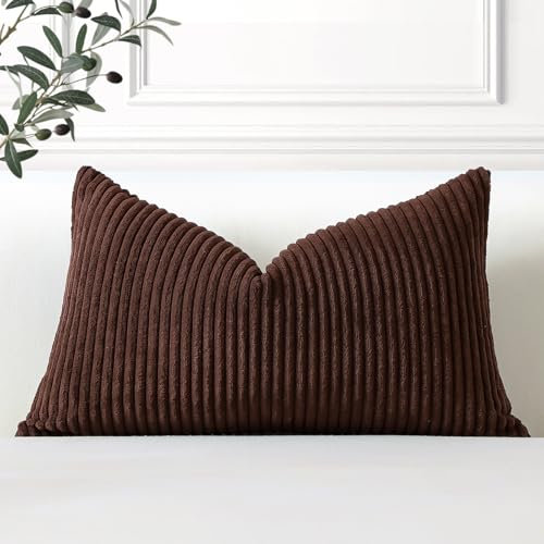 Artscope Ein Kissenbezug Kordsamt Zierkissenbezug Dekokissen Sofakissen 30x50 cm Cord Kissenhülle Couchkissen Dekorative Weiche Kissen für Sofa Wohnzimmer Zuhause Schlafzimmer Braun