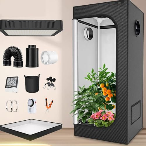 Système complet de tente de culture, 70 x 70 cm. Kit complet avec éclairage LED, boîte de propagation, serre et petite armoire de culture pour fleurs, légumes, herbes et tomates