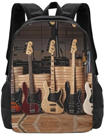 PHAYAH Guitarra, bajo, música, instrumentos musicales, patrón, casual, hombros, clásica, básica, mochila de viaje, viajes y actividades al aire libre, resistente
