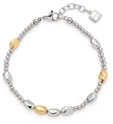 JEWELS BY LEONARDO armband Veja, armsmycken av tvåfärgat rostfritt stål, oregelbundna nuggets i guld och silver, 18,5–21 cm längd, smyckesgåva för kvinnor, 025358